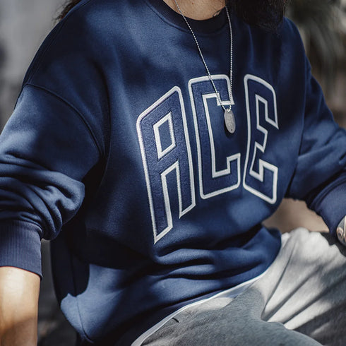 Casual Letter Embroidery Hoodie – Fleece Lined Collegiate Style Warm Sweatshirt